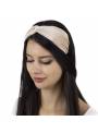 Serre-tête velours large croisé beige