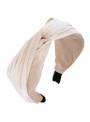 Serre-tête velours large croisé beige