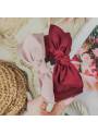 Serre-tête noeud satin uni rose