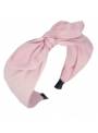 Serre-tête noeud satin uni rose