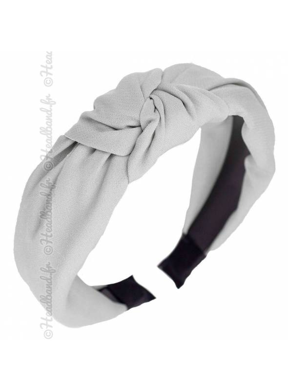 Serre-tête turban uni tissu gris