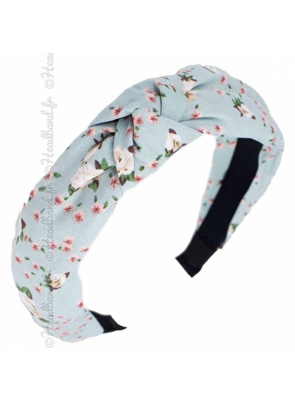 Serre-tête rétro motif rosier vert