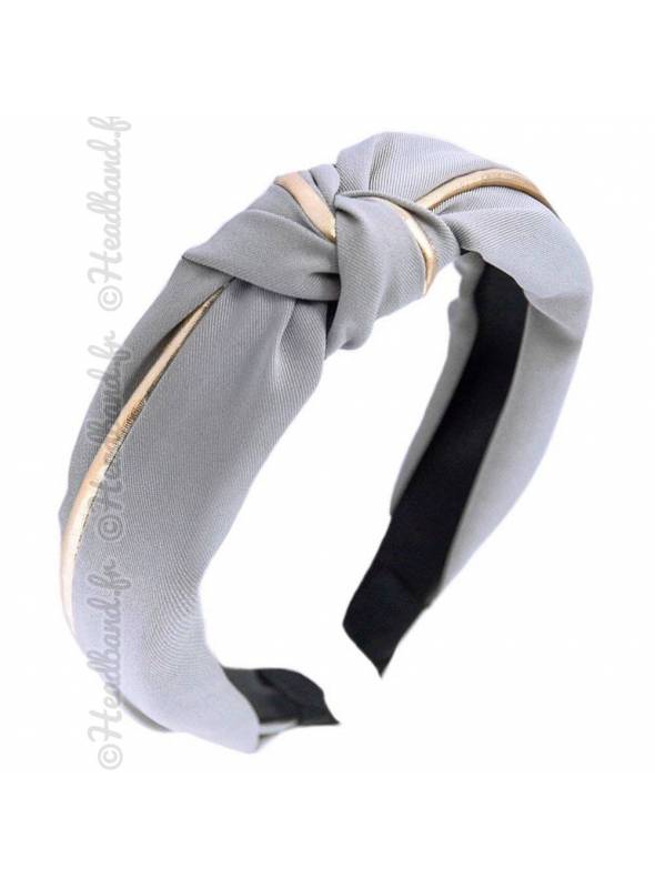 Serre-tête noué gris liseré doré
