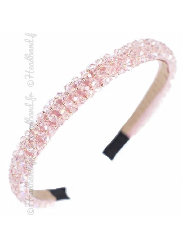 Serre-tête soirée cristaux rose
