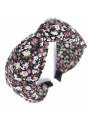 Serre-tête turban large fleuri noir