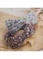 Serre-tête turban large fleuri noir
