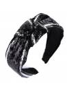 Serre-tête turban sequins noir et argenté