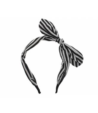 Serre-tête noeud rétro rayé noir