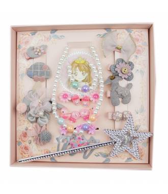 Boîte cadeau barrette collier et baguette gris