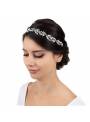 Headband mariage strass feuilles ruban argenté