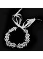 Headband mariage strass feuilles ruban argenté