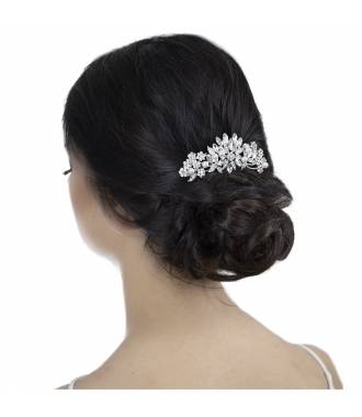 Peigne mariage fleur et perles cristaux Sofia