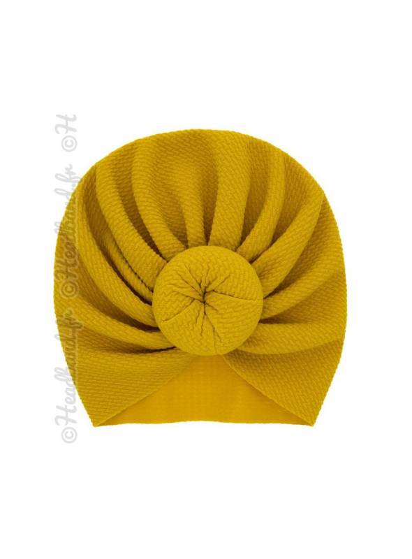 Turban fille boule tissu stretch jaune