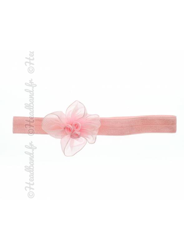 Bandeau bébé fleur rose pâle