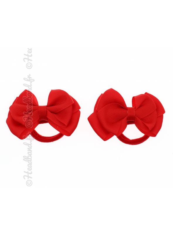 Elastique chouchou nœud rouge 7 cm