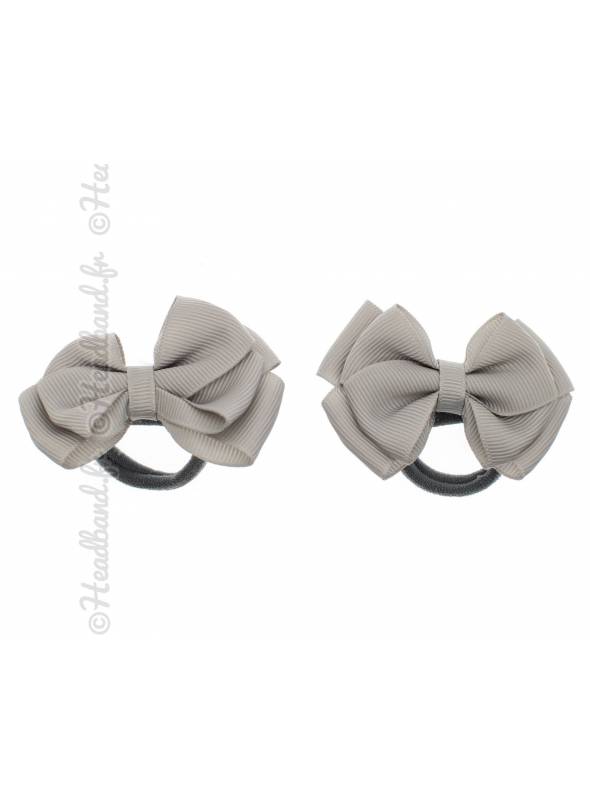Lot de 2 élastiques nœud gris 7 cm