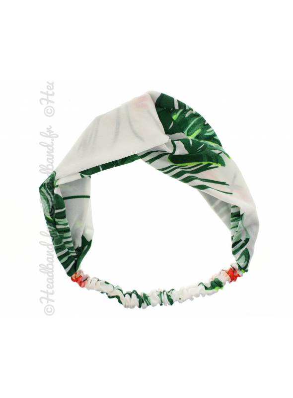 Headband flamand rose palmier blanc