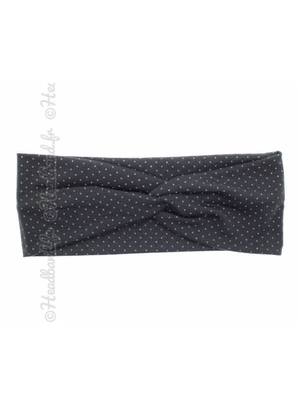 Bandeau turban noir à pois stretch