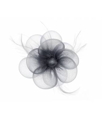 Coiffe en tulle barrette perles noire