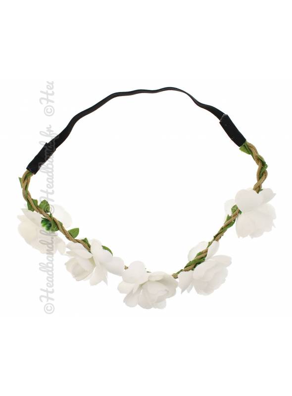 Headband guirlande fleur blanche