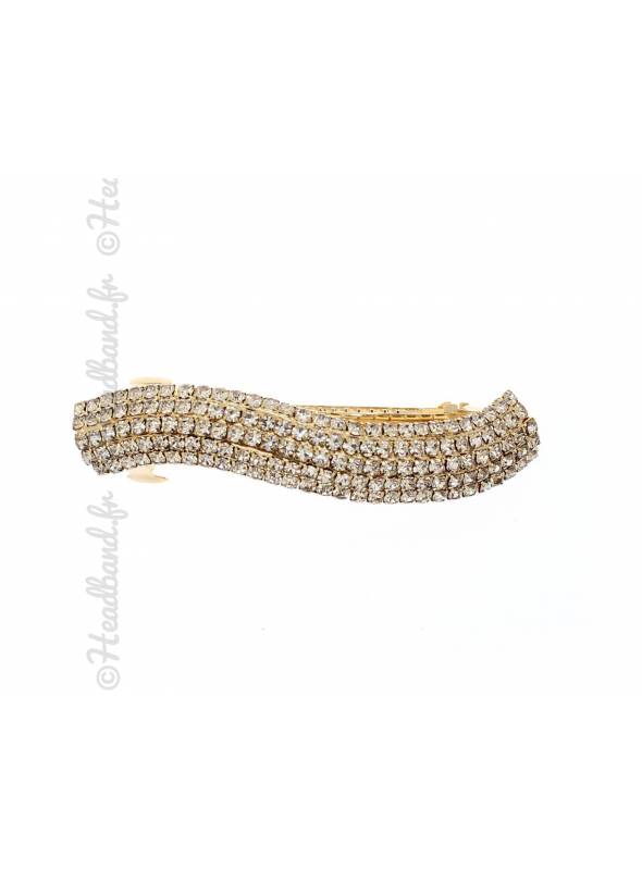 Pince cheveux clip strass doré