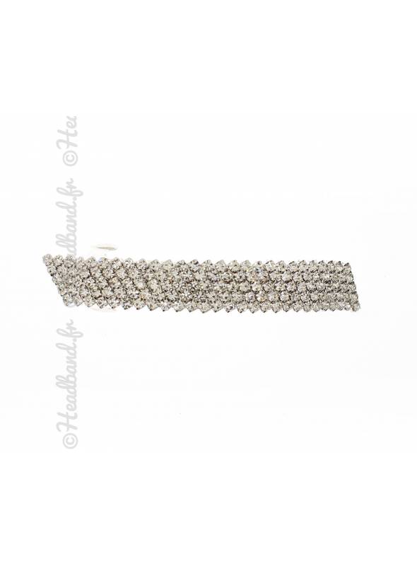 Pince cheveux strass rectangle argenté