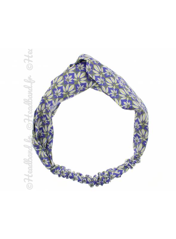 Bandeau cheveux croisé feuilles violet