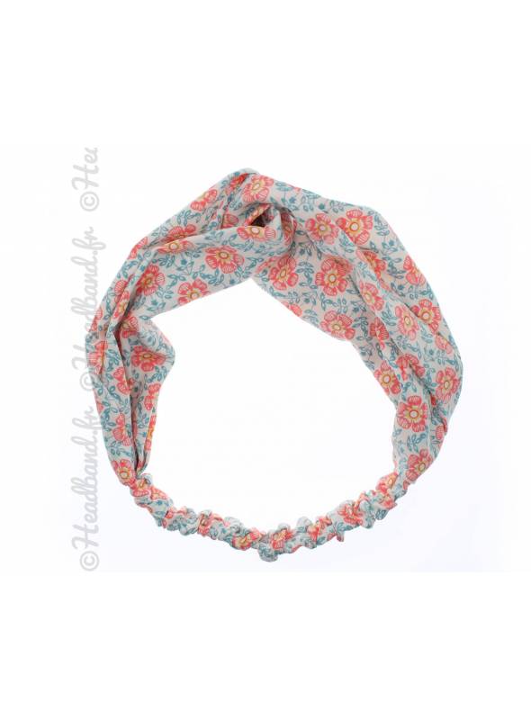 Bandeau cheveux croisé fleur rouge