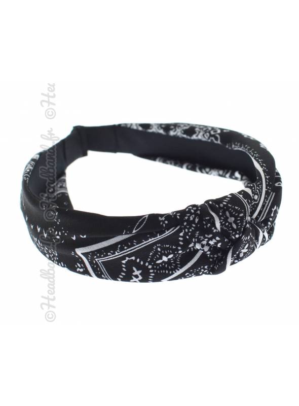Serre-tête turban imprimé bandana noir