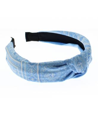 Serre-tête turban imprimé bandana bleu clair