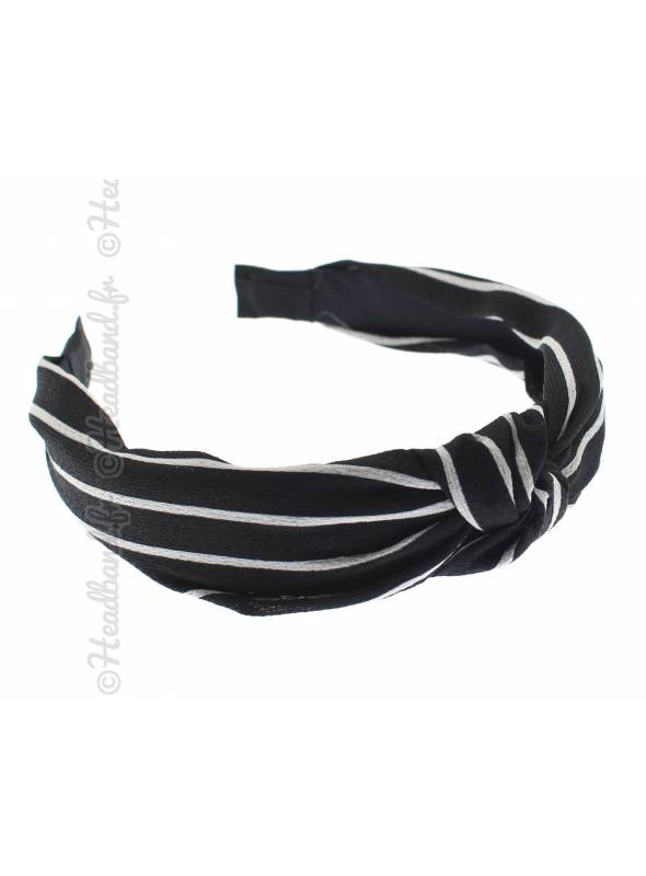 Serre-tête turban rayures blanc et noir