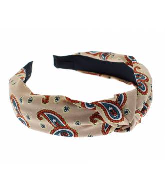 Serre-tête croisé motifs paisley taupe