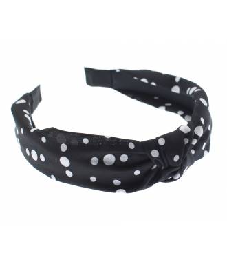 Serre-tête turban pois blanc et noir