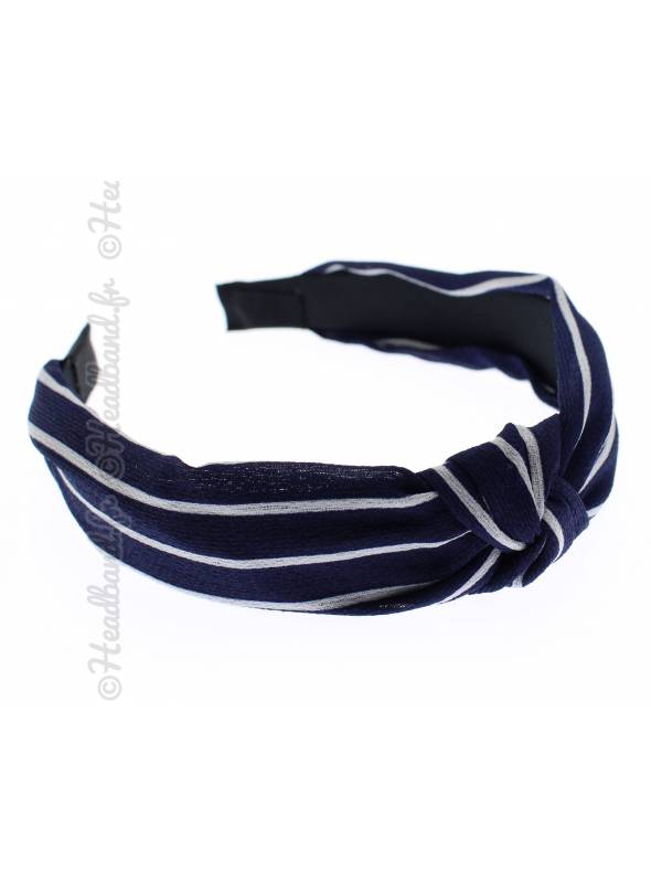 Serre-tête turban rayures bleu et blanc