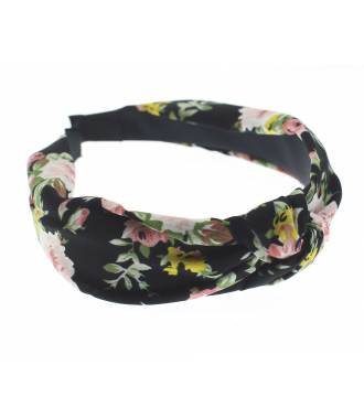 Serre-tête rétro motif fleur noir