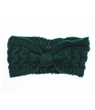 Bandeau hiver maille noeud vert