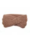 Bandeau tricot tressé hiver rose