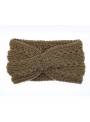 Bandeau tricot tressé hiver kaki