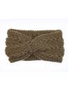 Bandeau tricot tressé hiver kaki