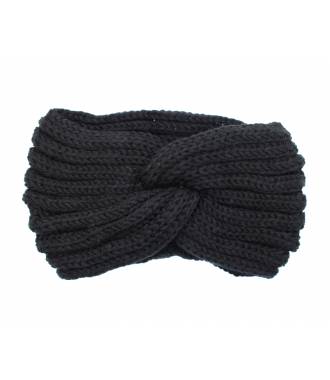 Bandeau laine synthétique croisé noir