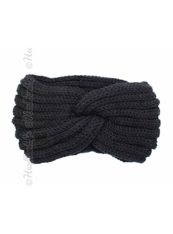 Bandeau laine synthétique croisé noir