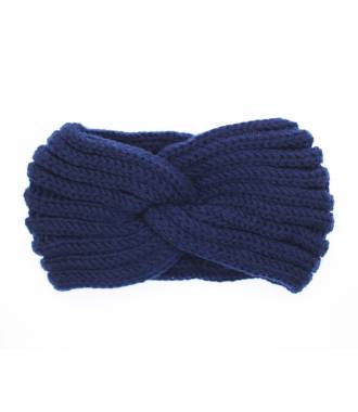 Bandeau laine synthétique croisé bleu