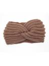 Bandeau laine synthétique croisé rose