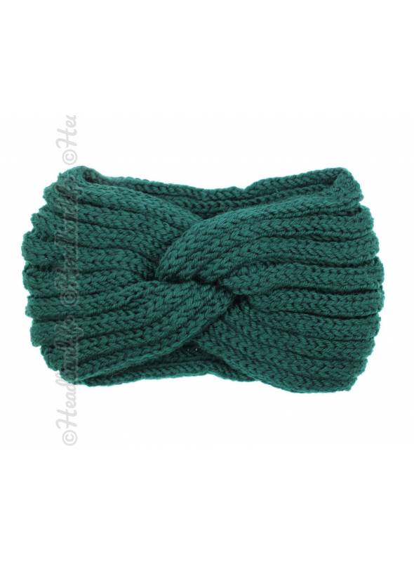 Bandeau laine synthétique croisé vert