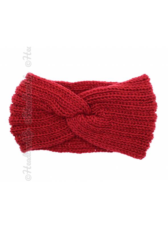 Bandeau laine synthétique croisé rouge