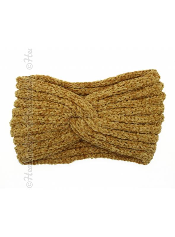 Bandeau maille chenille beige