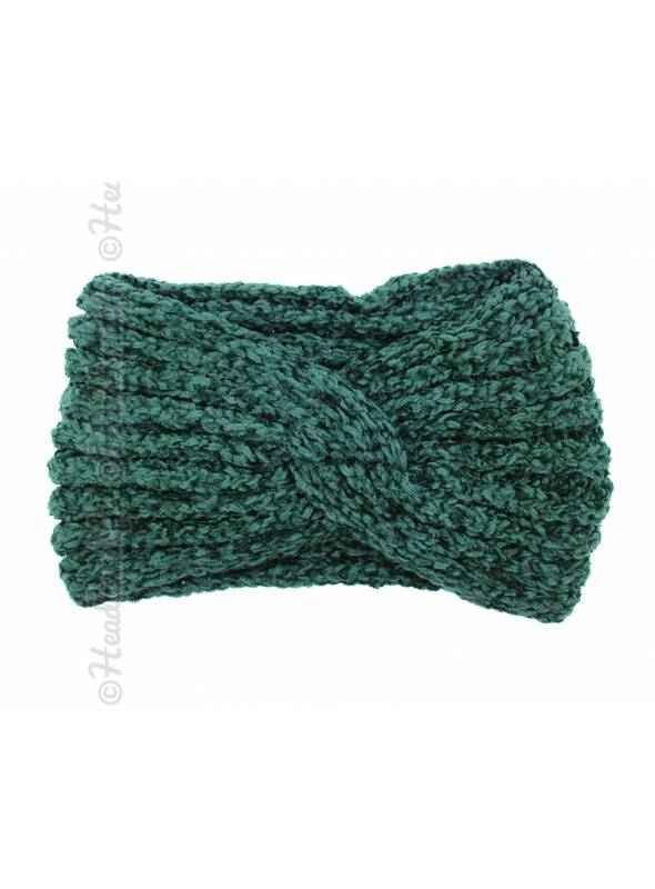 Bandeau maille chenille vert