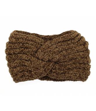 Bandeau maille chenille marron