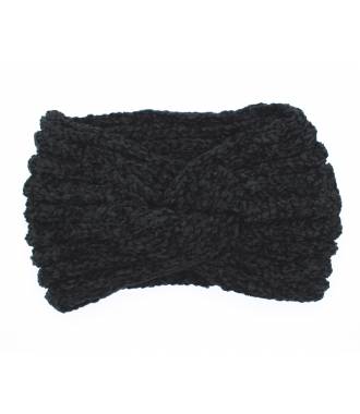 Bandeau maille chenille noir