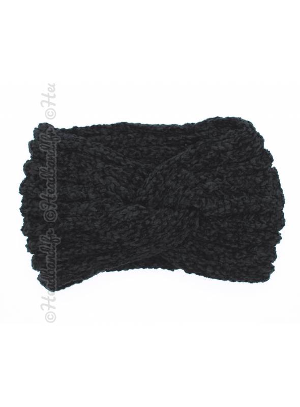 Bandeau maille chenille noir